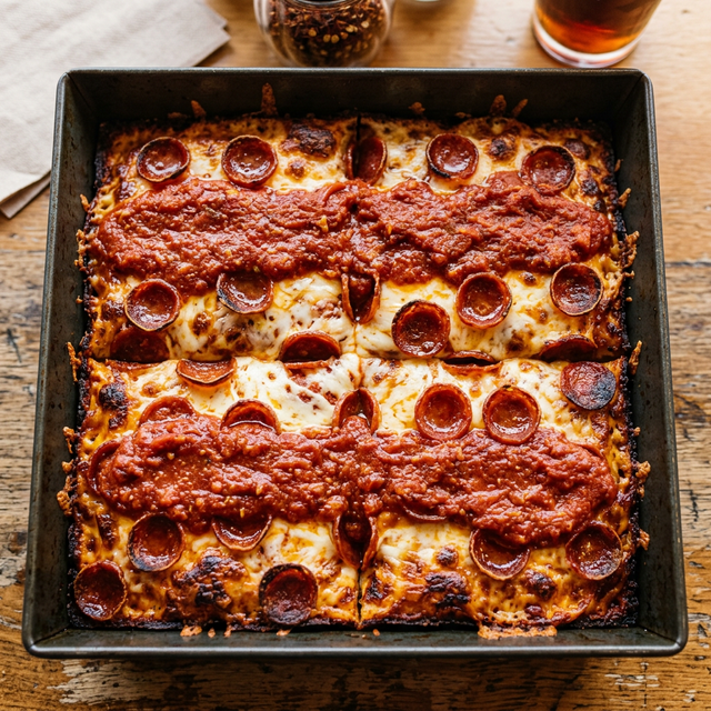 Detroit-Style Deep Dish Pizza